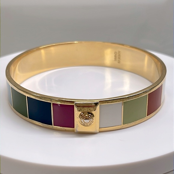 Coach Legacy Enamel Goldtone Bangle Bracelet EUC - Picture 1 of 8